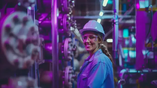 Operatore HSE con dispositivi di protezione in ambiente industriale