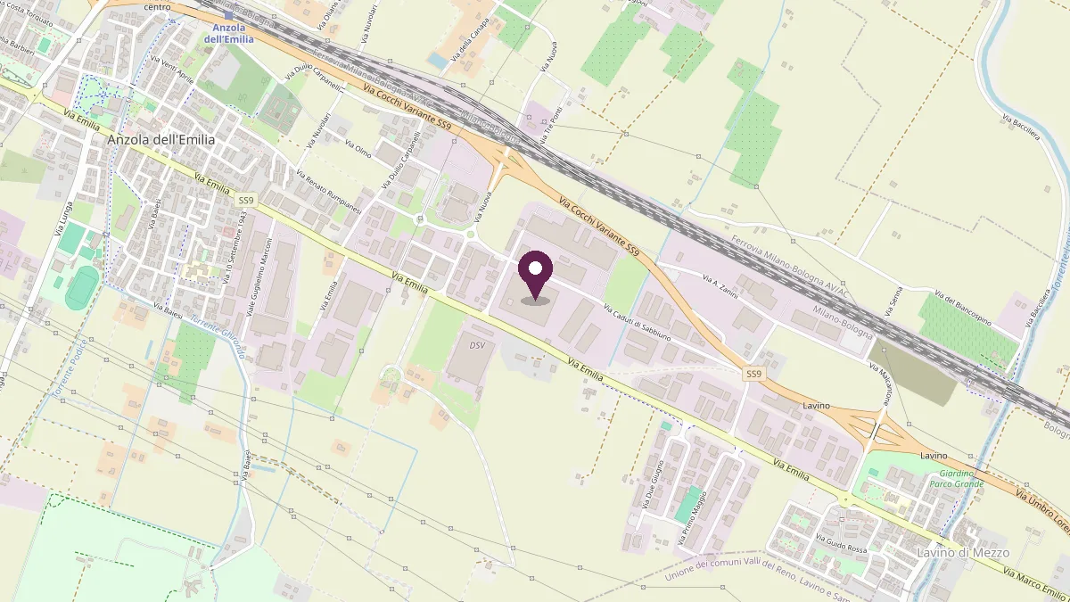 Mappa della zona di Anzola dell'Emilia con la sede Carpigiani in Via Emilia 45