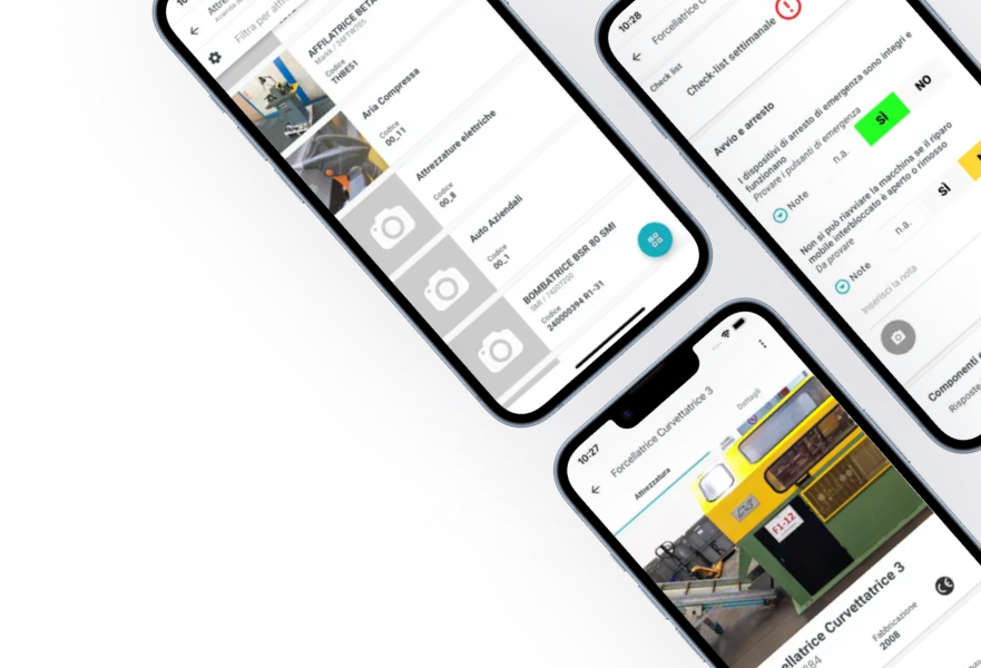 Screenshot dell'app mobile Risolvo con checklist e segnalazioni